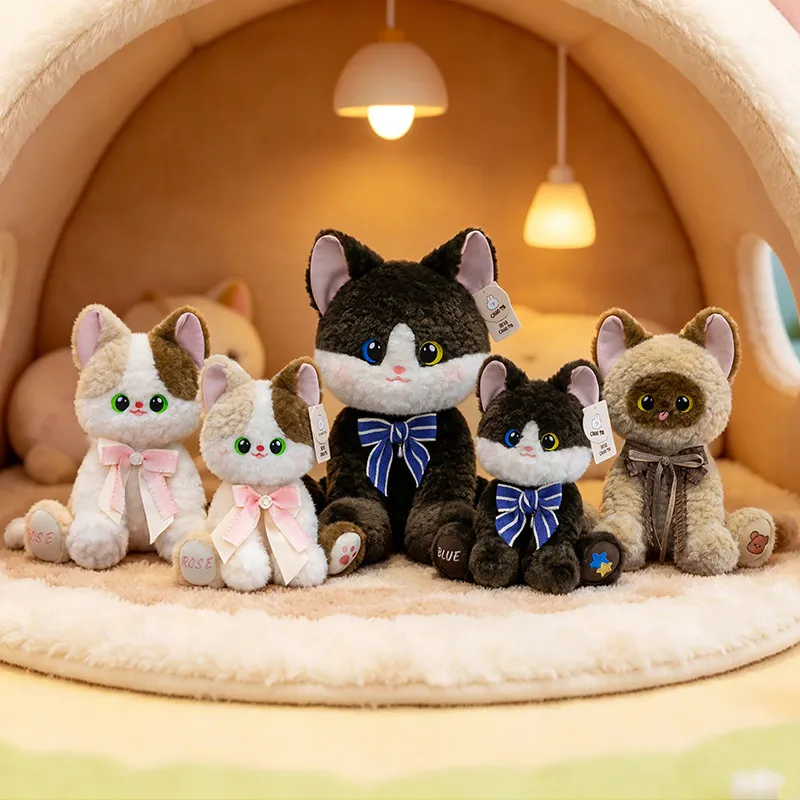Cute Calico Cat Plush Toy – Soft Stuffed Animal Pillow, Huggable Sleeping Companion Doll & Bedtime Gift for Girls